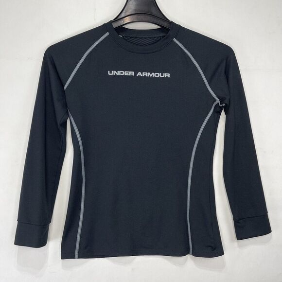 Under Armour ColdGear Sz YLG Coure Ajustee Black Long Sleeve Tee - Picture 1 of 16